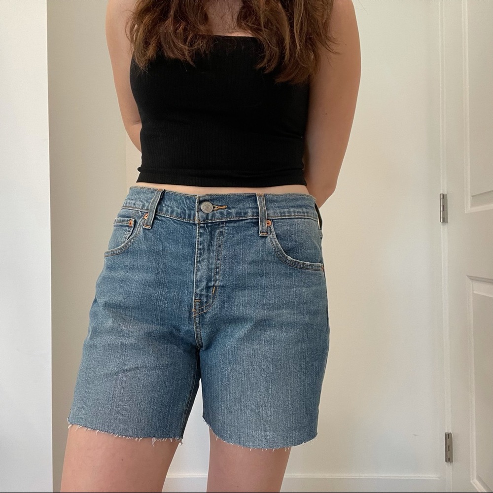 Levi's Medium Blue Denim High-Rise Jean Shorts